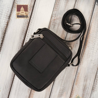 Saszetka męska na ramię skórzana pojemna czarna Paolo Peruzzi