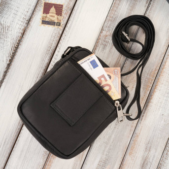 Saszetka męska na ramię skórzana pojemna czarna Paolo Peruzzi