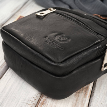 Saszetka męska na ramię skórzana pojemna czarna Paolo Peruzzi