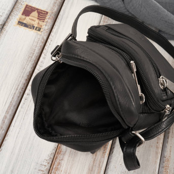 Saszetka męska na ramię skórzana pojemna czarna Paolo Peruzzi