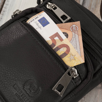 Saszetka męska na ramię skórzana pojemna czarna Paolo Peruzzi