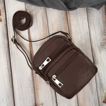Saszetka męska na ramię skórzana pojemna brązowa Paolo Peruzzi