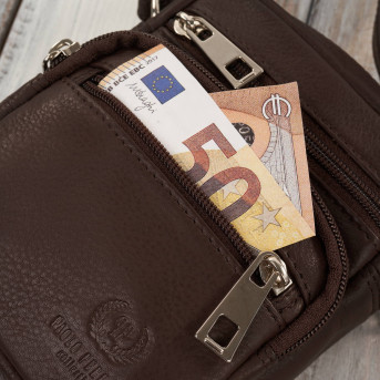 Saszetka męska na ramię skórzana pojemna brązowa Paolo Peruzzi