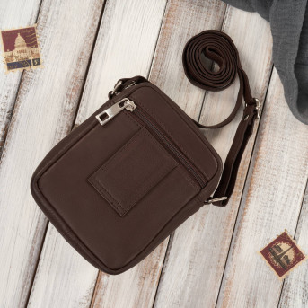 Saszetka męska na ramię skórzana pojemna brązowa Paolo Peruzzi