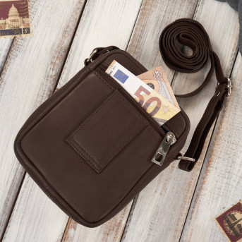 Saszetka męska na ramię skórzana pojemna brązowa Paolo Peruzzi