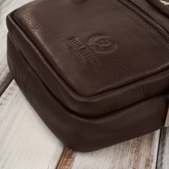 Saszetka męska na ramię skórzana pojemna brązowa Paolo Peruzzi
