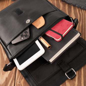 Listonoszka damska skórzana mała torebka damska czarna