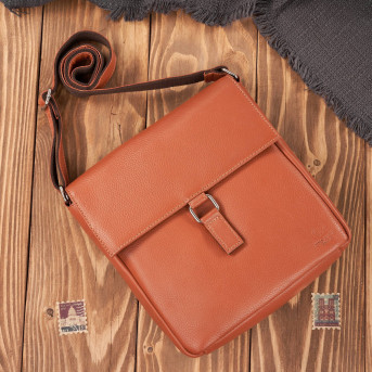 Listonoszka damska skórzana mała torebka damska koniakowa