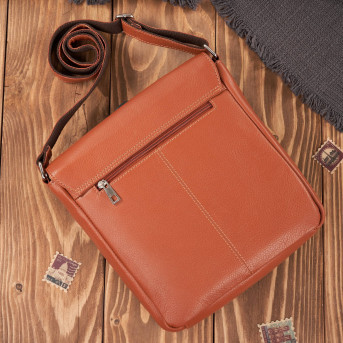 Listonoszka damska skórzana mała torebka damska koniakowa