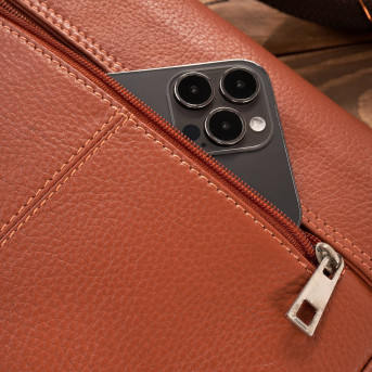 Listonoszka damska skórzana mała torebka damska koniakowa