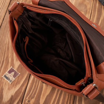 Listonoszka damska skórzana mała torebka damska koniakowa