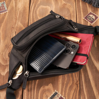 Saszetka męska skórzana klasyczna nerka biodrowa