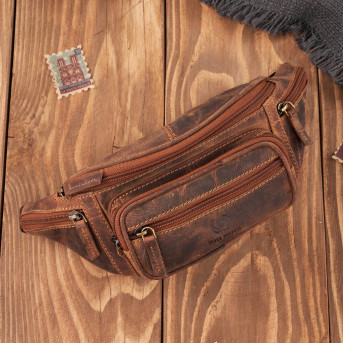 Saszetka męska skórzana klasyczna nerka biodrowa