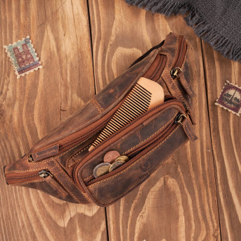 Saszetka męska skórzana klasyczna nerka biodrowa