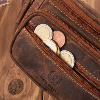 Saszetka męska skórzana klasyczna nerka biodrowa