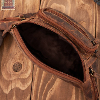 Saszetka męska skórzana klasyczna nerka biodrowa