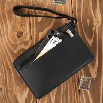 CZARNA SASZETKA MĘSKA ZE SKÓRY NATURALNEJ DO RĘKI T-23-BL