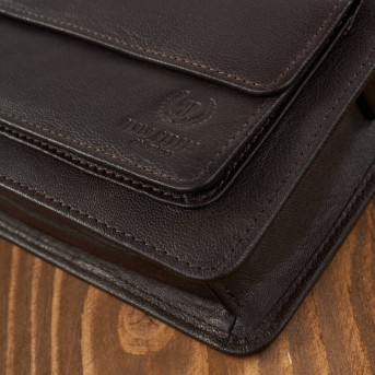 BRĄZOWA SASZETKA MĘSKA ZE SKÓRY NATURALNEJ DO RĘKI T-23-BR