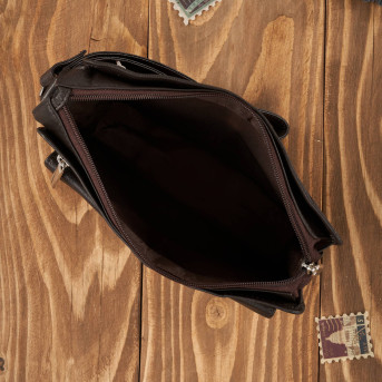 BRĄZOWA SASZETKA MĘSKA ZE SKÓRY NATURALNEJ DO RĘKI T-23-BR