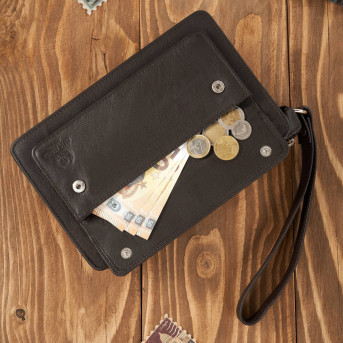 BRĄZOWA SASZETKA MĘSKA ZE SKÓRY NATURALNEJ DO RĘKI T-23-BR