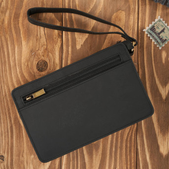 CZARNA VINTAGE SASZETKA MĘSKA ZE SKÓRY NATURALNEJ HUNTEROWEJ  DO RĘKI T-23-HBL