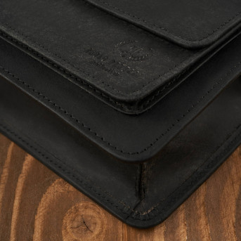 CZARNA VINTAGE SASZETKA MĘSKA ZE SKÓRY NATURALNEJ HUNTEROWEJ  DO RĘKI T-23-HBL