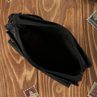 CZARNA VINTAGE SASZETKA MĘSKA ZE SKÓRY NATURALNEJ HUNTEROWEJ  DO RĘKI T-23-HBL