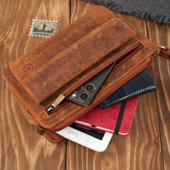 SASZETKA MĘSKA PAOLO PERUZZI VINTAGE SKÓRZANA SKÓRA T-26-HBR