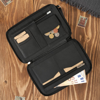 SASZETKA MĘSKA PAOLO PERUZZI KLASYCZNA CZARNA SKÓRZANA T-26-BL