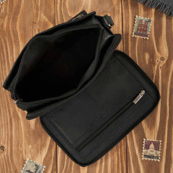 SASZETKA MĘSKA PAOLO PERUZZI KLASYCZNA CZARNA SKÓRZANA T-26-BL