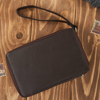 SASZETKA MĘSKA PAOLO PERUZZI KLASYCZNA BRĄZOWA SKÓRZANA SKÓRA T-26-BR