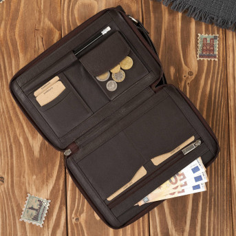 SASZETKA MĘSKA PAOLO PERUZZI KLASYCZNA BRĄZOWA SKÓRZANA SKÓRA T-26-BR