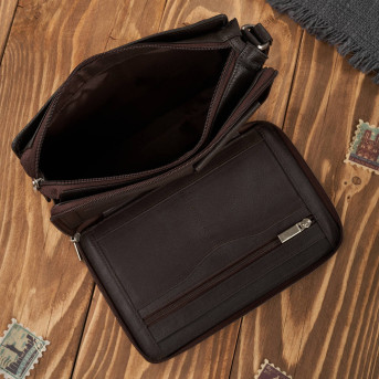 SASZETKA MĘSKA PAOLO PERUZZI KLASYCZNA BRĄZOWA SKÓRZANA SKÓRA T-26-BR