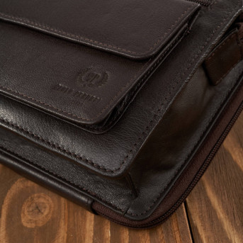 SASZETKA MĘSKA PAOLO PERUZZI KLASYCZNA BRĄZOWA SKÓRZANA SKÓRA T-26-BR