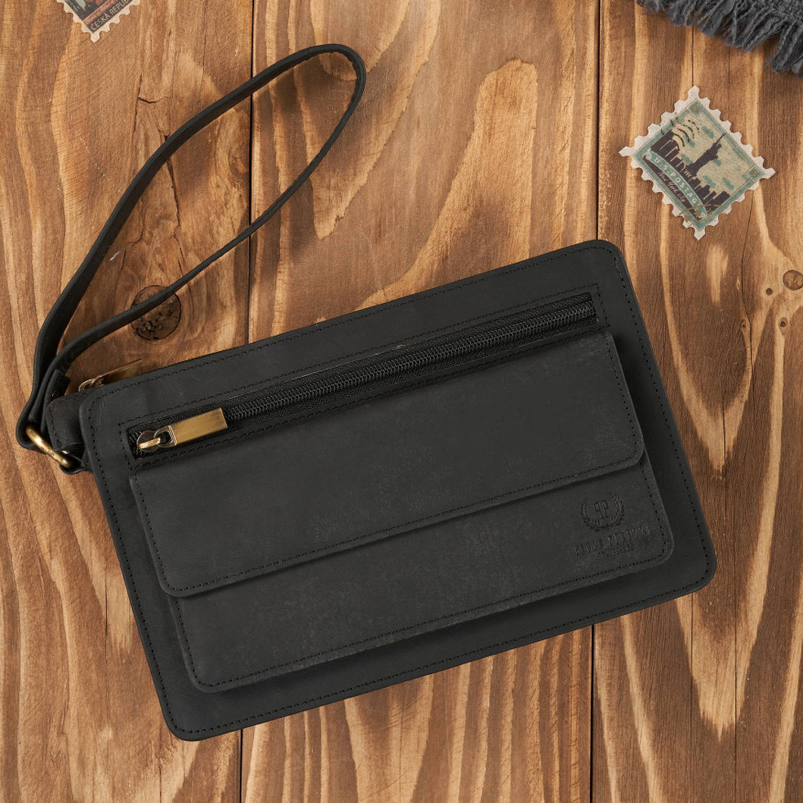 SASZETKA MĘSKA PAOLO PERUZZI VINTAGE SKÓRZANA SKÓRA T-26-HBL