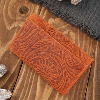 Portfel damski skórzany w kwiaty vintage T-108-HOR portfel damski duży Paolo Peruzzi RFID