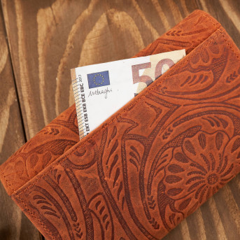 Portfel damski skórzany w kwiaty vintage T-108-HOR portfel damski duży Paolo Peruzzi RFID