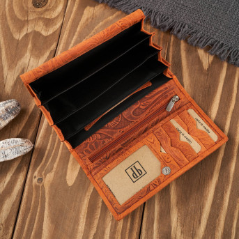 Portfel damski skórzany w kwiaty vintage T-108-HOR portfel damski duży Paolo Peruzzi RFID