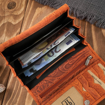 Portfel damski skórzany w kwiaty vintage T-108-HOR portfel damski duży Paolo Peruzzi RFID