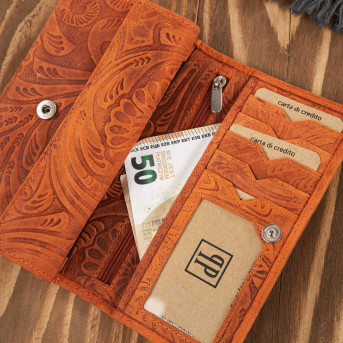 Portfel damski skórzany w kwiaty vintage T-108-HOR portfel damski duży Paolo Peruzzi RFID