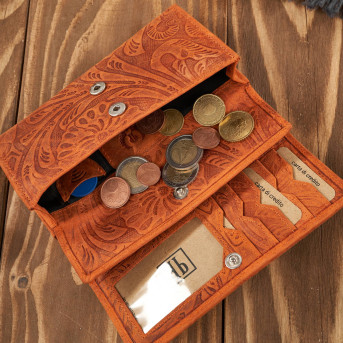 Portfel damski skórzany w kwiaty vintage T-108-HOR portfel damski duży Paolo Peruzzi RFID