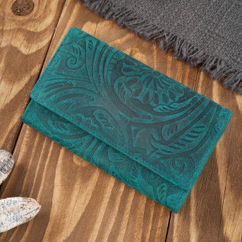 Portfel damski skórzany w kwiaty vintage T-108-HGR portfel damski duży Paolo Peruzzi RFID