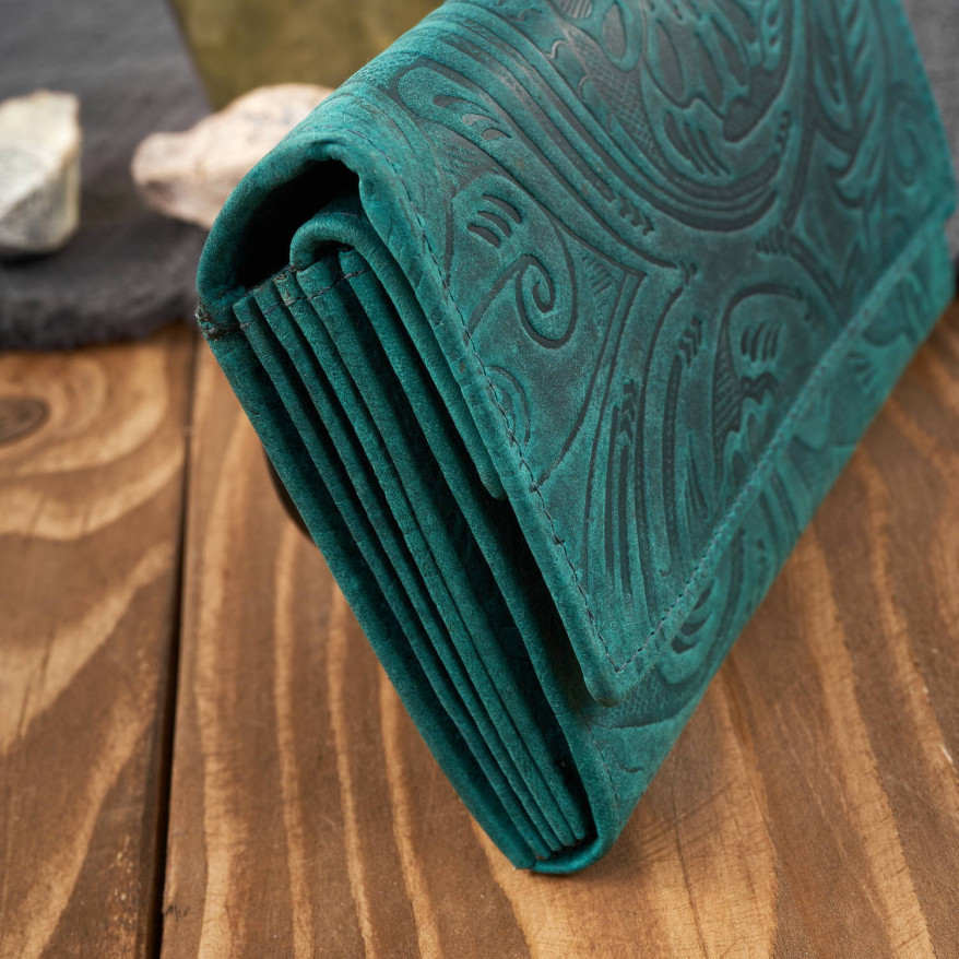 Portfel damski skórzany w kwiaty vintage T-108-HGR portfel damski duży Paolo Peruzzi RFID