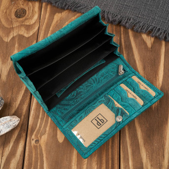 Portfel damski skórzany w kwiaty vintage T-108-HGR portfel damski duży Paolo Peruzzi RFID