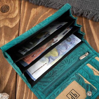 Portfel damski skórzany w kwiaty vintage T-108-HGR portfel damski duży Paolo Peruzzi RFID