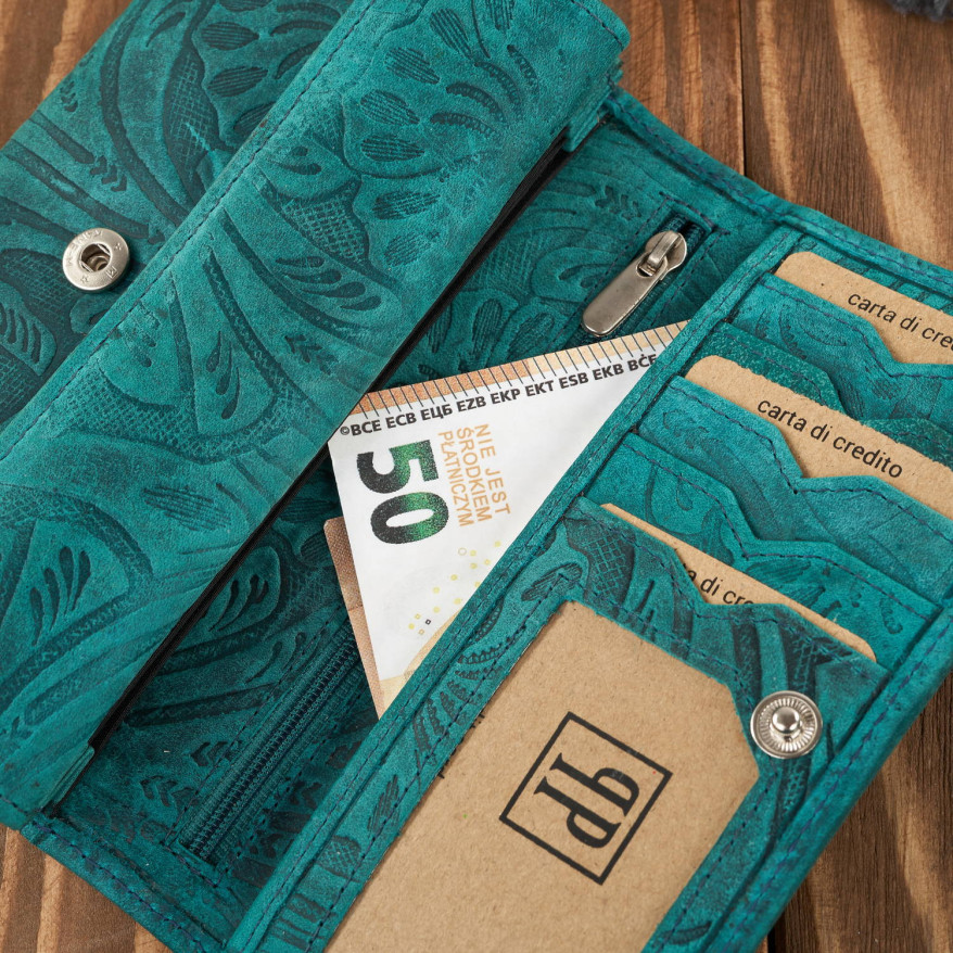 Portfel damski skórzany w kwiaty vintage T-108-HGR portfel damski duży Paolo Peruzzi RFID