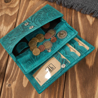 Portfel damski skórzany w kwiaty vintage T-108-HGR portfel damski duży Paolo Peruzzi RFID