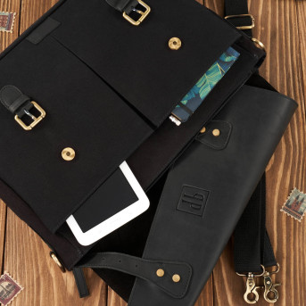 TORBA MĘSKA NA RAMIĘ CZARNA PAOLO PERUZZI VINTAGE T-07-BL