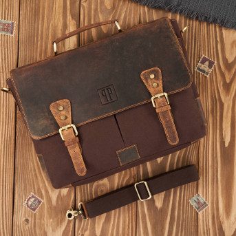 TORBA MĘSKA NA RAMIĘ BRĄZOWA PAOLO PERUZZI VINTAGE T-07-BR