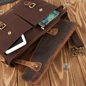 TORBA MĘSKA NA RAMIĘ BRĄZOWA PAOLO PERUZZI VINTAGE T-07-BR